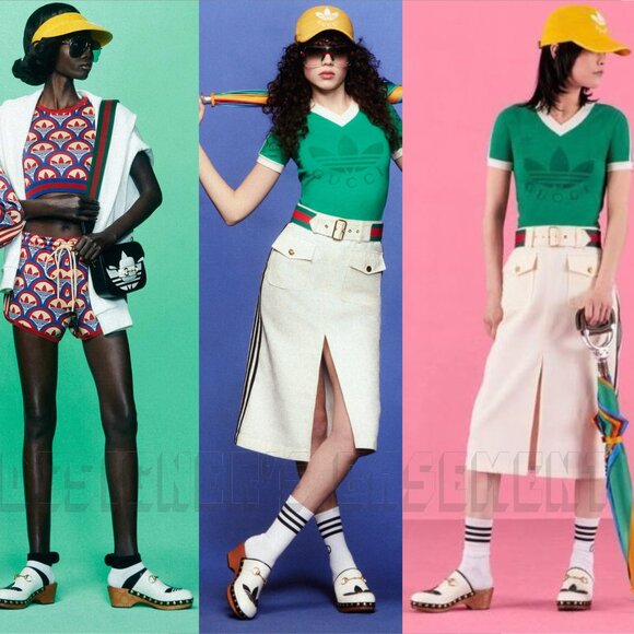 GUCCI x Adidas 38.5EU - 8.5US white Leather Trefoil logo GG platform Clogs shoes - Picture 8 of 14